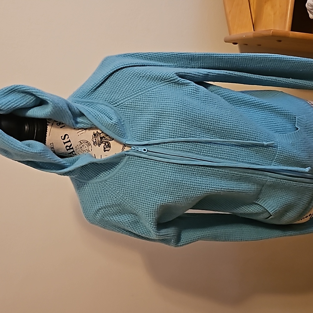 Turquoise cashmere zip up hoodie